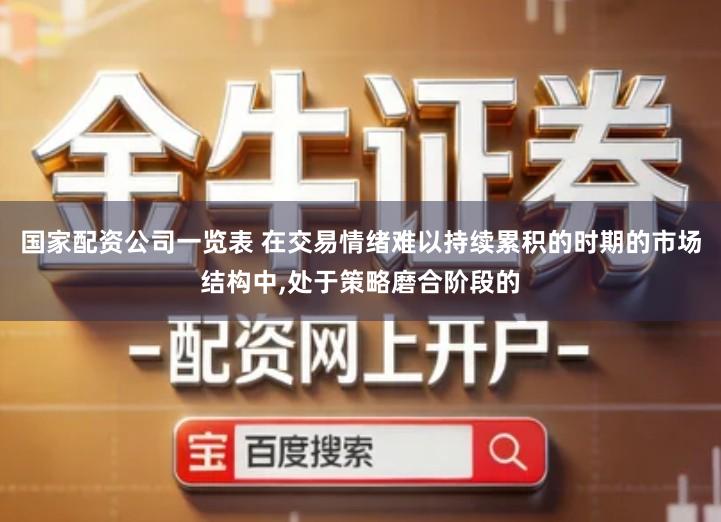 国家配资公司一览表 在交易情绪难以持续累积的时期的市场结构中,处于策略磨合阶段的